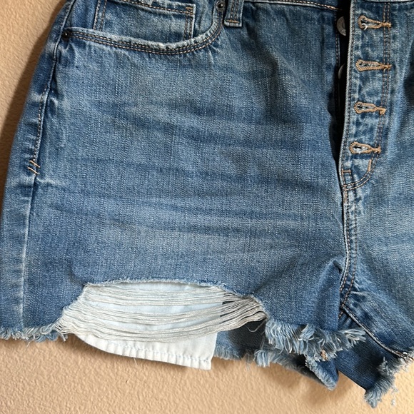 Mudd size 10/12 distressed high rise button up jean shorts - Picture 3 of 9
